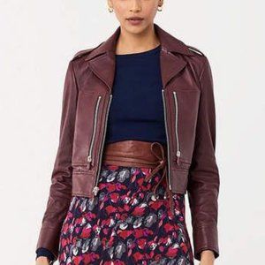 Diane Von Furstenberg Denzel Leather Moto Jacket "Oxblood" Sz 6 - NWT